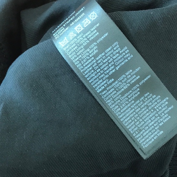 AllSaints Bordin Striped Wool and Leather Letterman Style Jacket - Picture 5 of 5